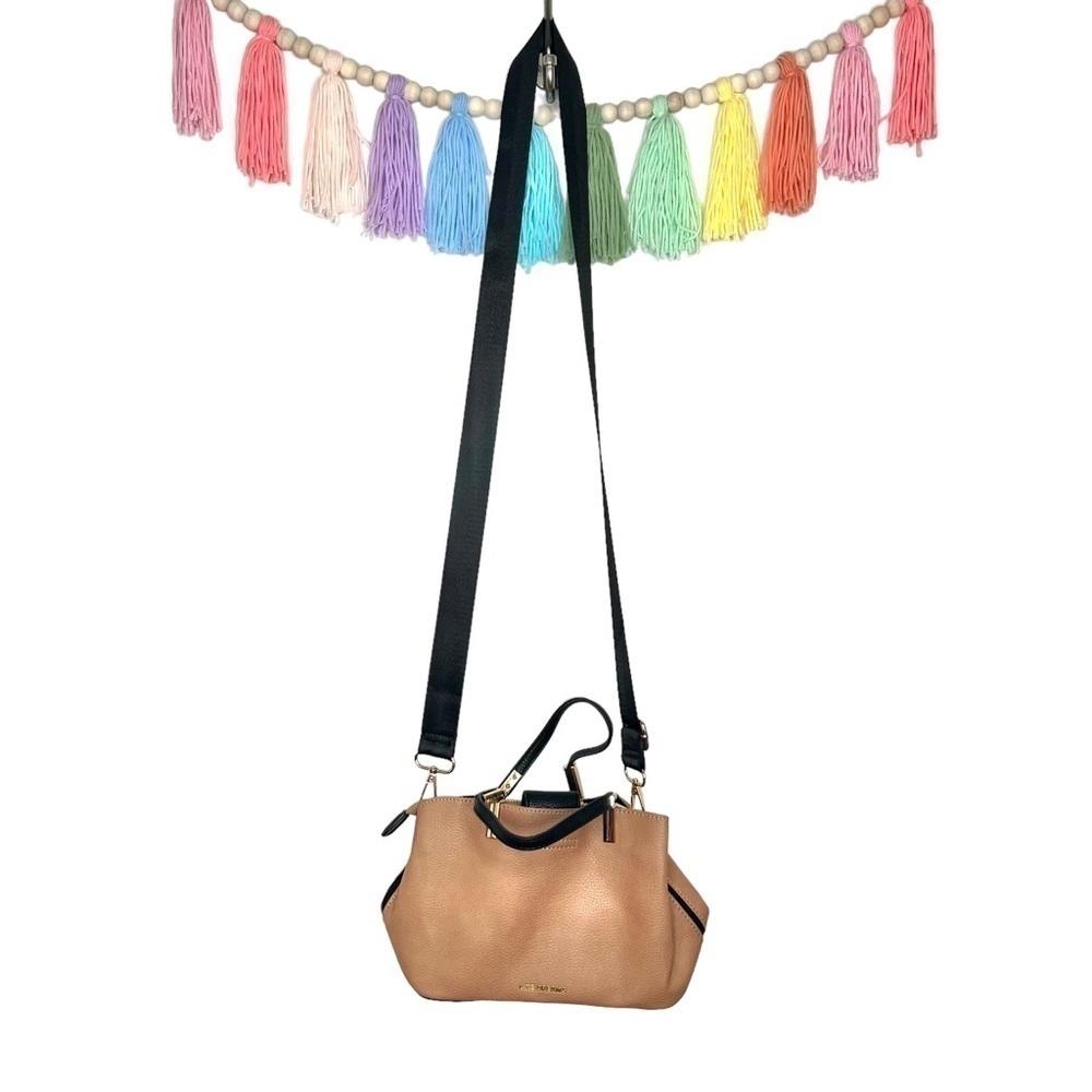 LIKE DREAMS Women Vegan Leather Detachable Strap Bucket Crossbody Bag Camel - Picture 5 of 16